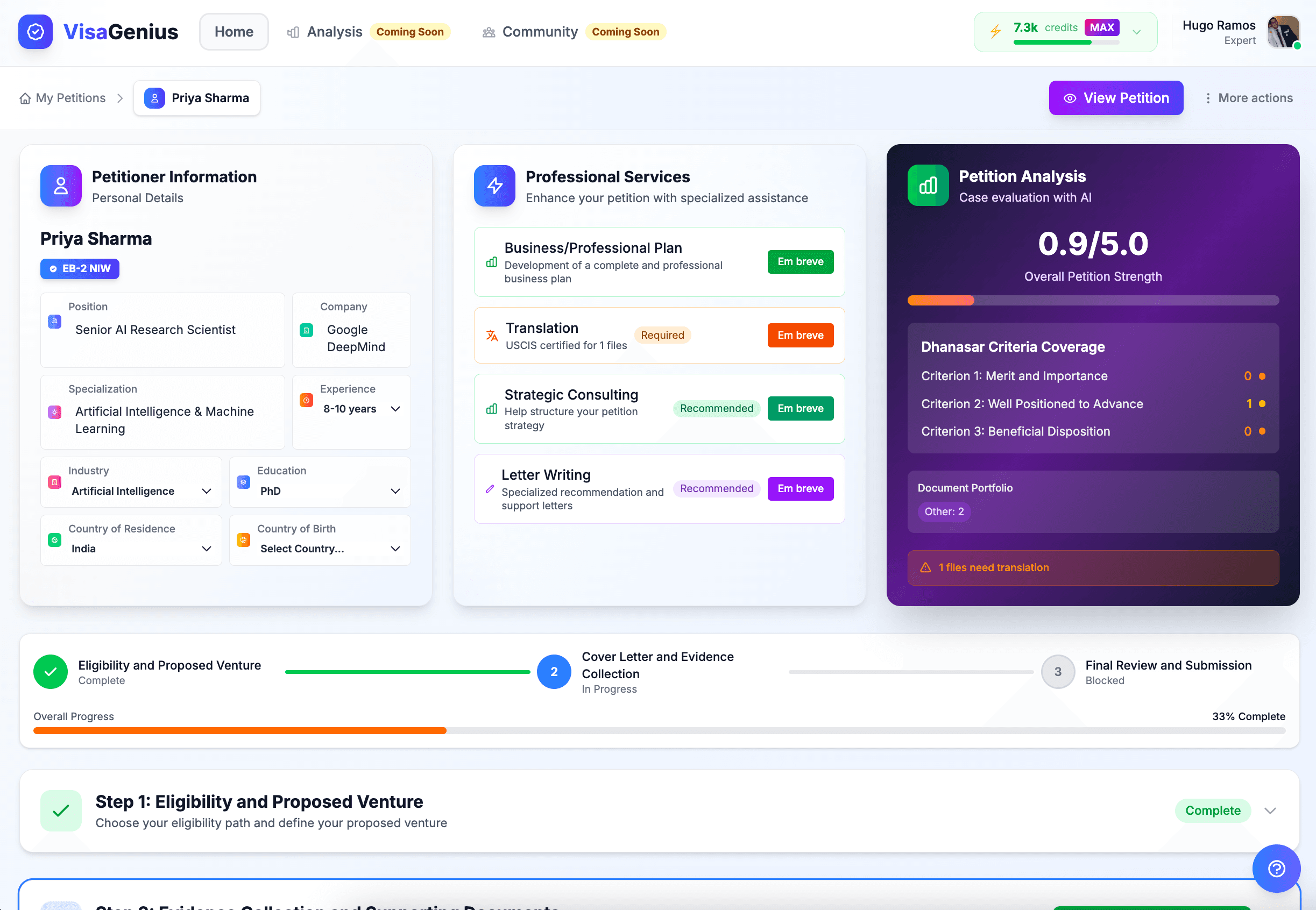 Visa Genius EB-2 NIW Platform